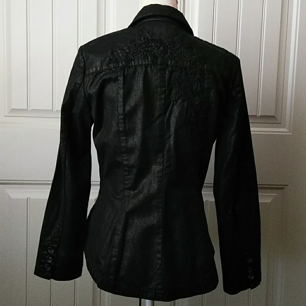 Size 8 Coldwater Creek Black Jacket Top - Picture 5 of 9